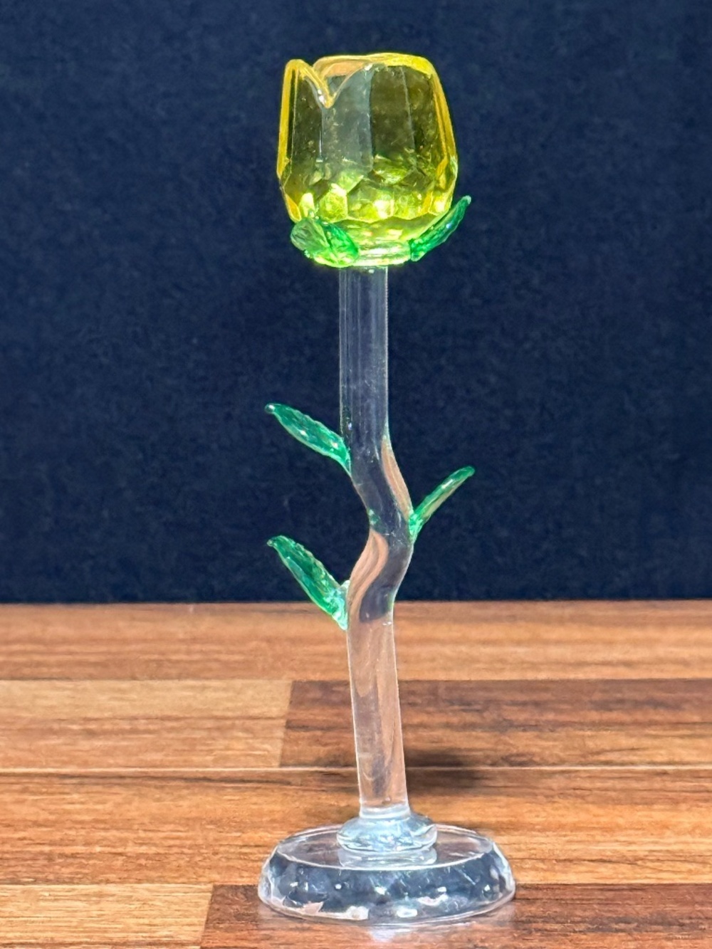 Yellow Glass Rose Figurine